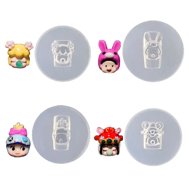 

69HB Super Cute Mini Resin Cartoon Doll Carving Mold 3D Sleepy Doll Silicone Mold Nail Art Templates Jewelry Making Tools