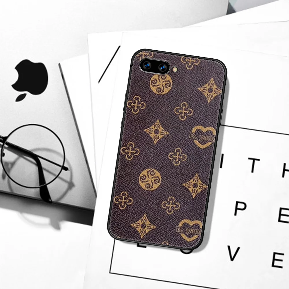 

Luxury Brand Square Flower Phone Case For Huawei Honor 6A 7A 7C 8 8A 8X 9 9X 10 10i 20 Lite Pro Play black Cell Silicone Back