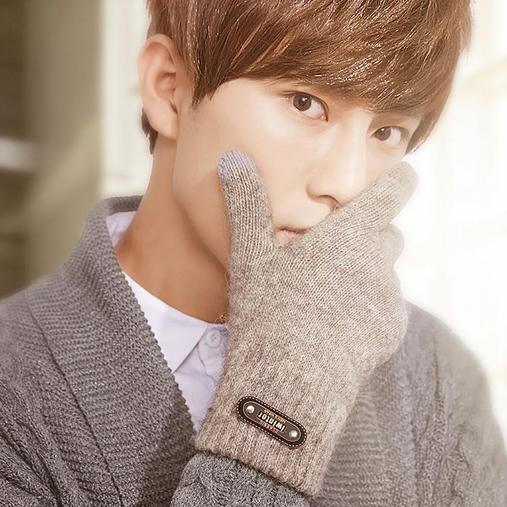 L.Mirror 1 пара мужские Зимние перчатки для сенсорного экрана толстые плюшевые