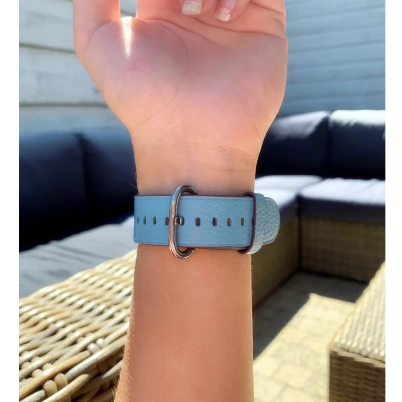 Кожаный ремешок для apple watch 38 мм 42 мм iwatch 4 ремешок 44 мм 40 мм Lychee классический браслет ремешок для apple watch 4 3 2 1
