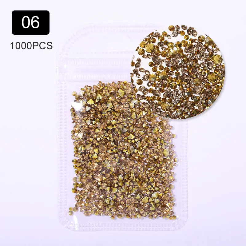 6 1000PCS/Bag Irregular AB Colorful Nail Rhinestones Flat Bottom Mixed Size Nail Studs Nail Art 3D DIY Decorations - Color: 6