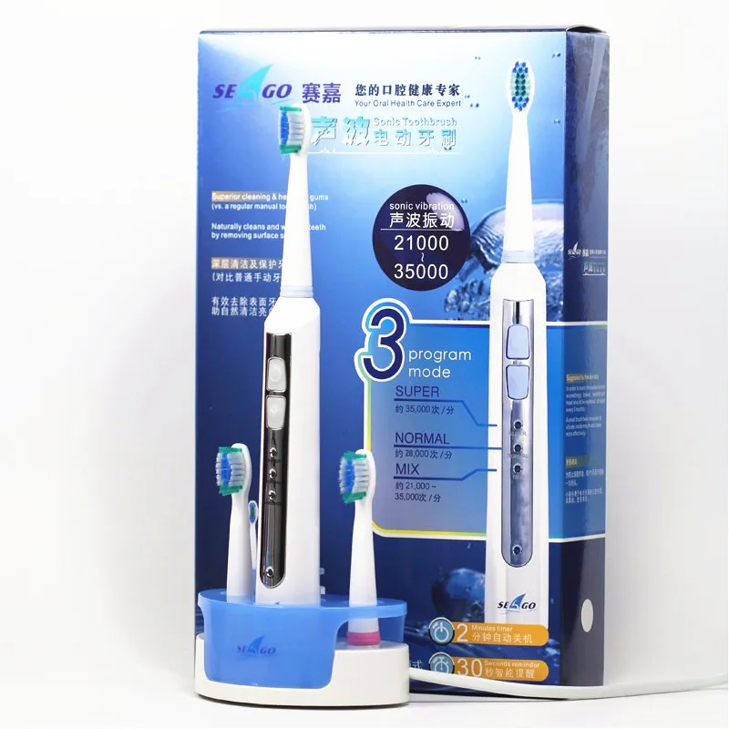 

Зубная щетка электрическая звуковая для взрослых, умный таймер, 3 насадки, водонепроницаемая IPX7, отбеливание зубов