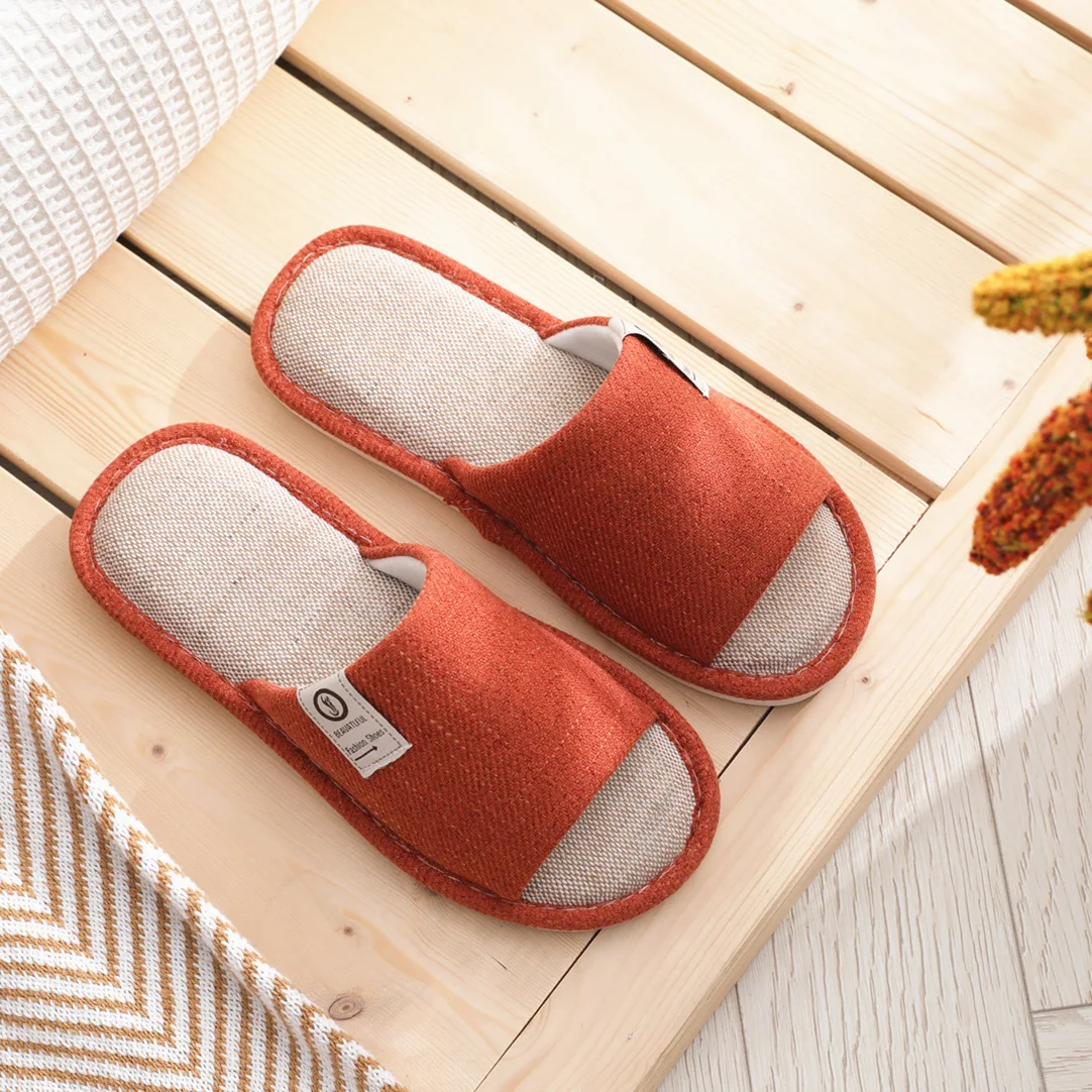 

2021 Man Women Indoor Slippers Breathable Linen Lovers Spring Summer Shoes Anti-Slip Cotton Hemp Fabric Ladies Home Floor Slides