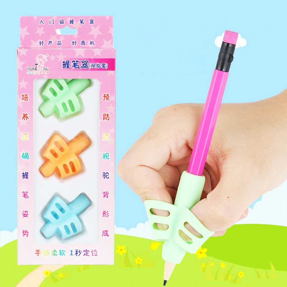 3 Pcs Pen grip Holding Holder Double Finger Student Writing Correction Device Posture Tool |