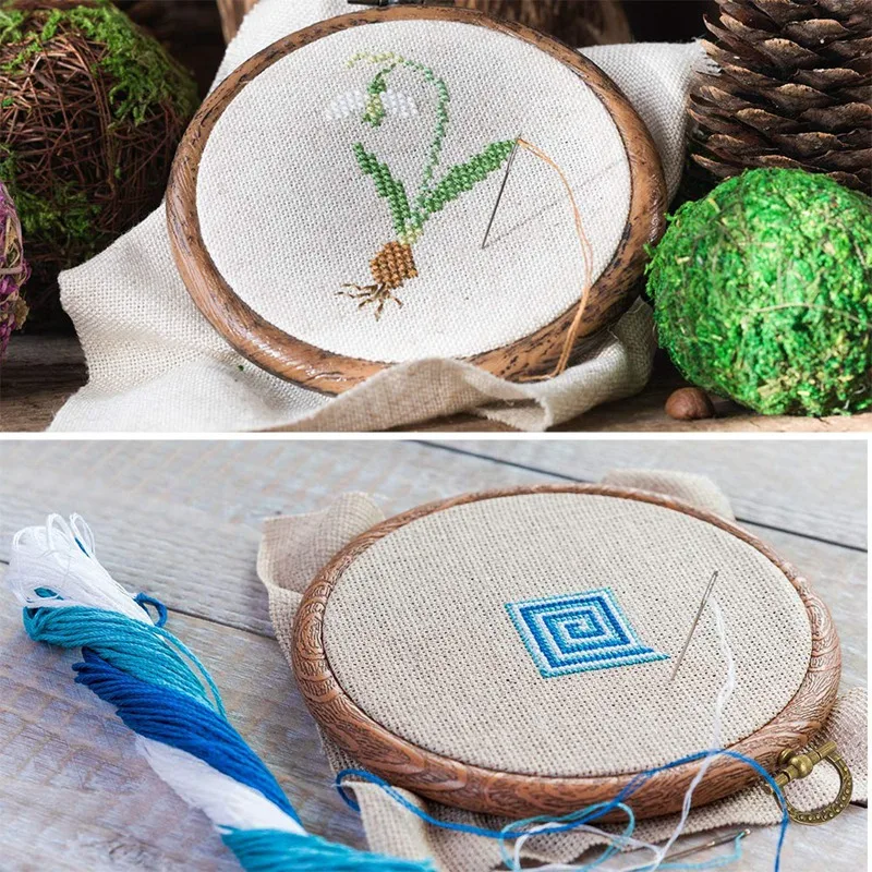 

NHBR 4 Pieces Embroidery Hoops Cross Stitch Hoop Imitate Wood Embroidery Circle and Oval Set for Art Craft Sewing and Hanging