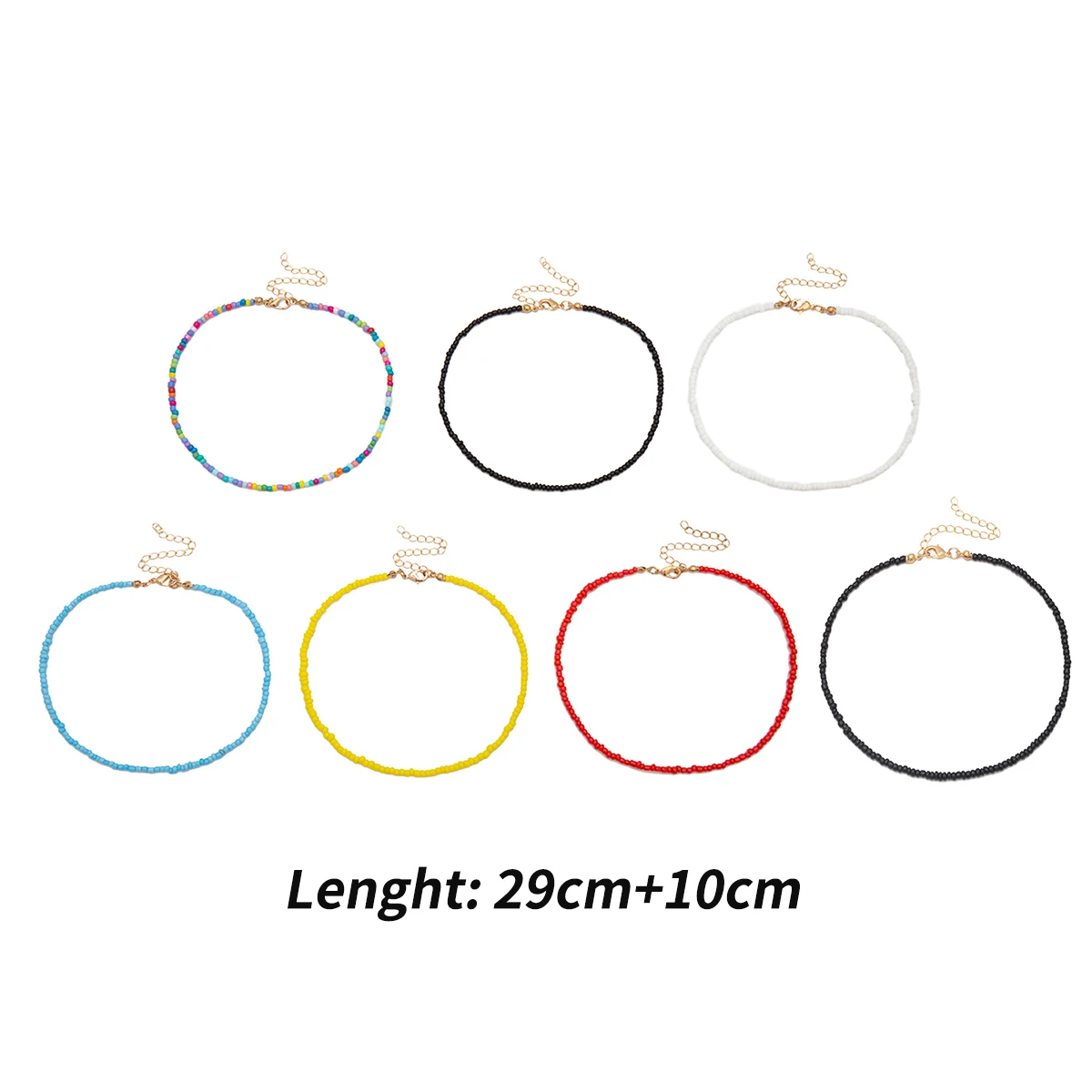 Женское колье чокер IngeSight.Z простое розового и голубого цвета с маленькими