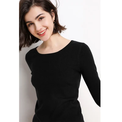 2020 new women's pullover square collar sweater spring and autumn basic slim cashmere wool blend soft solid fashion | Женская одежда