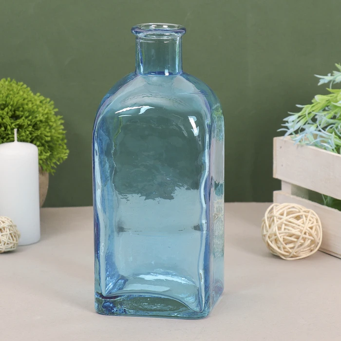 Ваза &quotЦитадель Штоф&quot голуб. прозр. d 2.5см 22см|Вазы| |