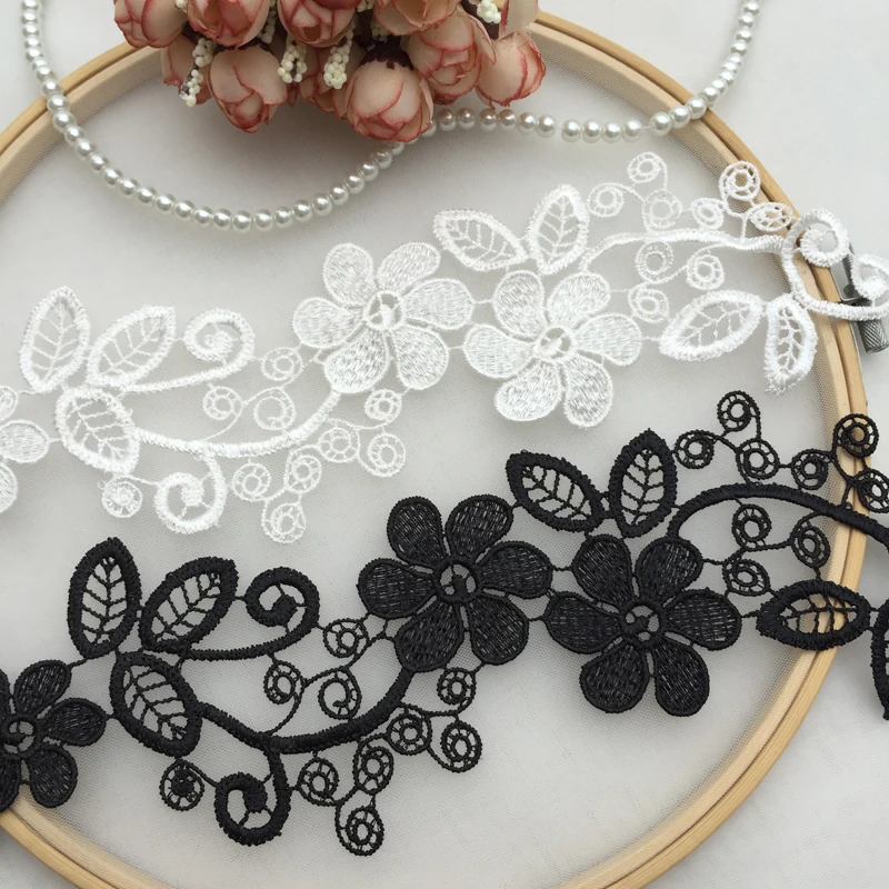 4Pcs/Set Vintage Black Flower Embroidery Lace Appliqued Fabric Jacquard Ribbon Sewing Trims Patch Scrapbooking | Дом и сад