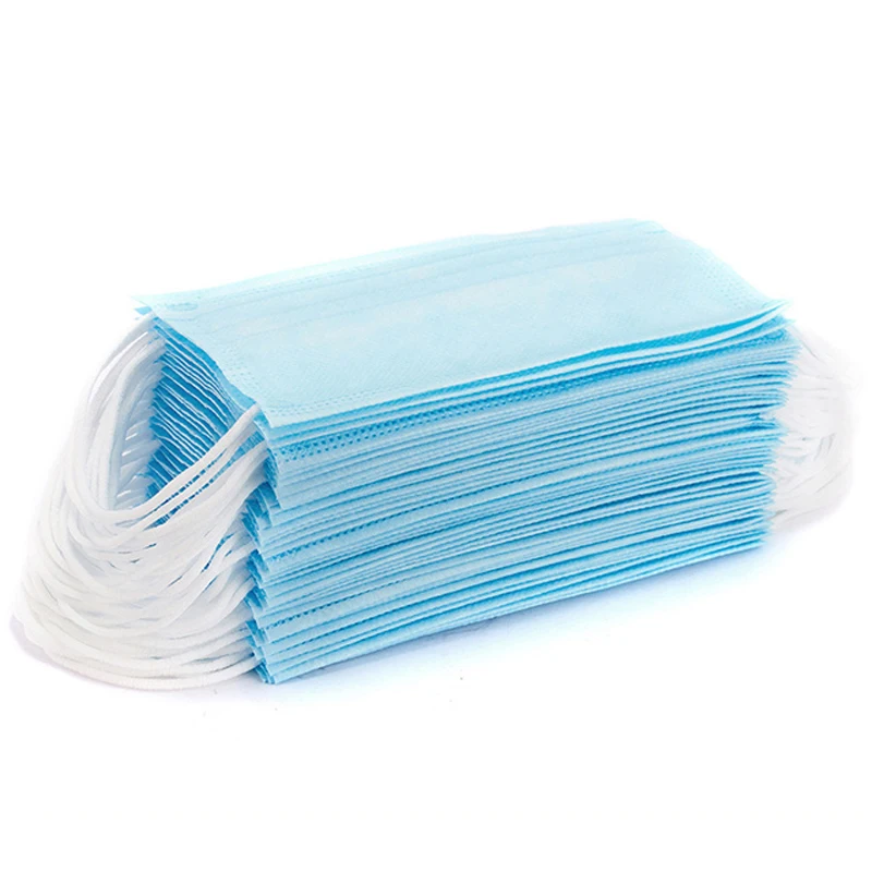 300PCS Stock Dropshipping Face Masks 3 layers Non-woven Radiation Protection Disposable Elastic Mouth Soft Breathable Mask |