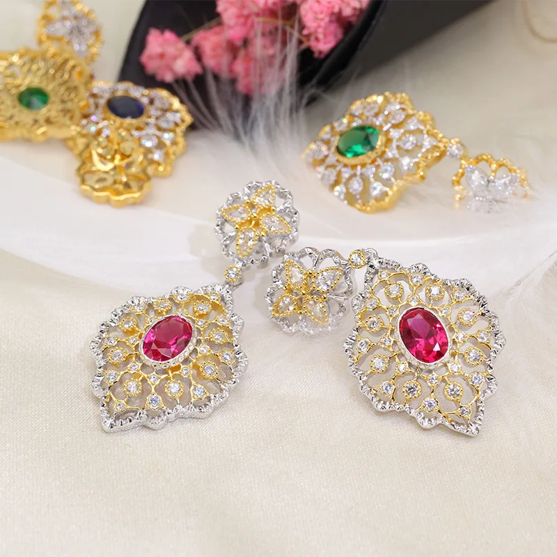 

Luxury retro palace style 925 silver earrings 210319-48