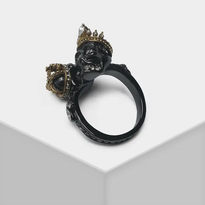 Кольцо Newcosmile с двойным черепом скелетом короной модное ювелирное изделие