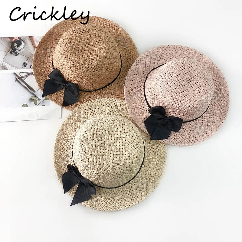 High Quality Children Girls Straw Hat Lovely Big Bowknot Decorate Sun for Summer Breathable Kids Baby Beach Cap | Детская одежда и