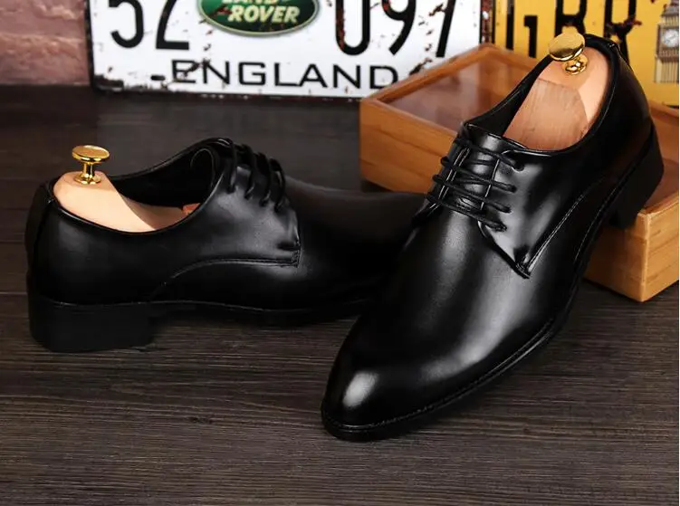 Мужские классические туфли большого размера из натуральной кожи увеличивающие