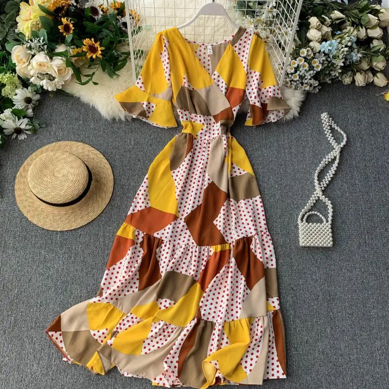 2019 Новое модное женское французское платье Летнее праздничное стильное с