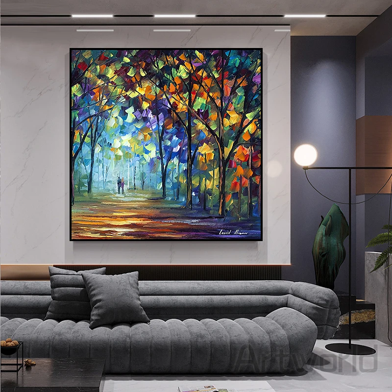 

Abstract Forest Street Painting on Canvas Modern Wall Art Posters and Prints Landscape Pictures for Living Rome Home Decoration