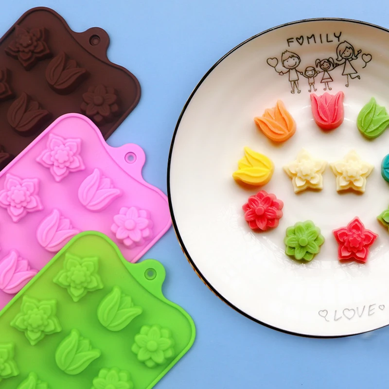 Силиконовая форма сделай сам для цветов мыла 3D торта с тюльпаном шоколадного