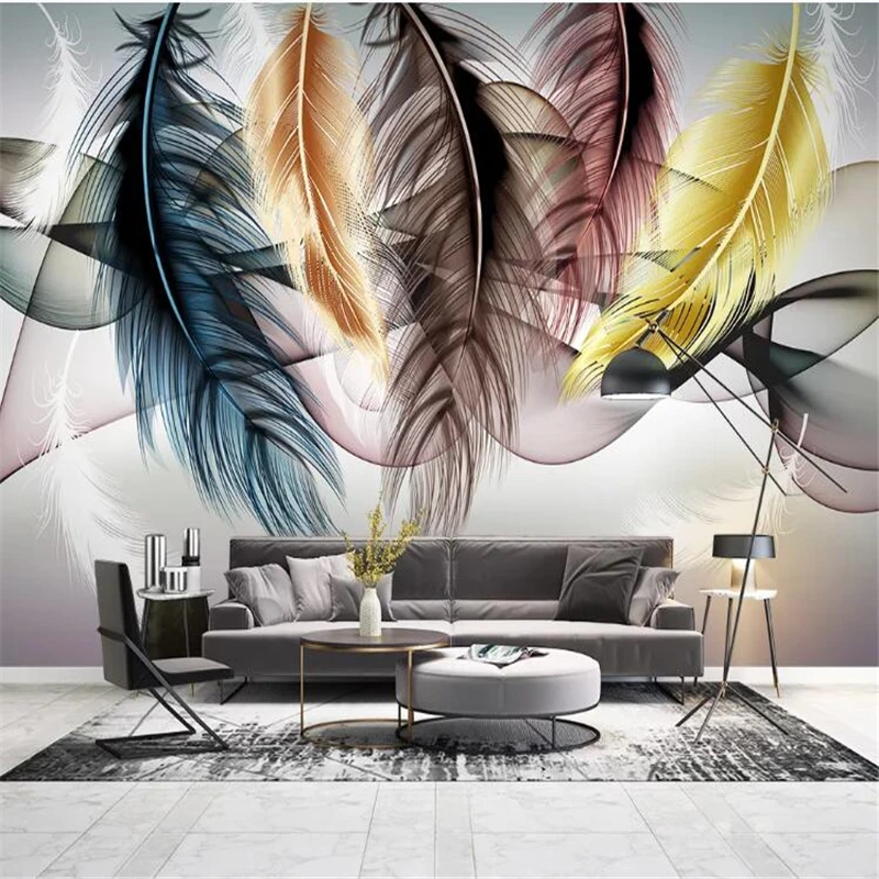 

wellyu papel de parede papier peint Custom wallpaperFeather abstract living room sofa background wall papel mural behang