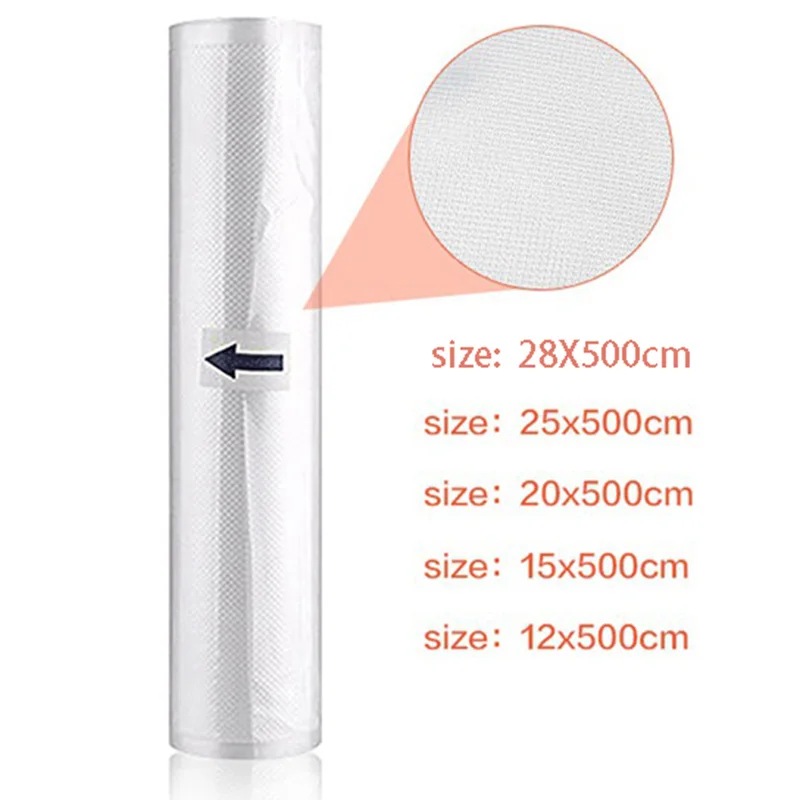 5Pcs Kitchen Food Vacuum Bag Storage Bags for Sealer Packaging Rolls 12/15/20/25 / 28cm x 500cm | Дом и сад
