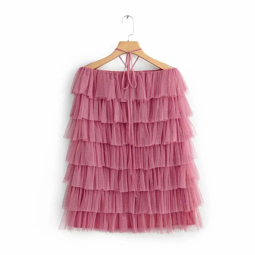 Летнее сексуальное Сетчатое мини платье без бретелек с бретельками на плечах