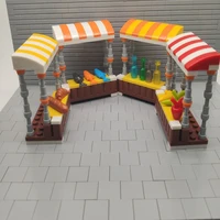 moc building blocks accessories booth shop fruits goblet bread fish kids toys