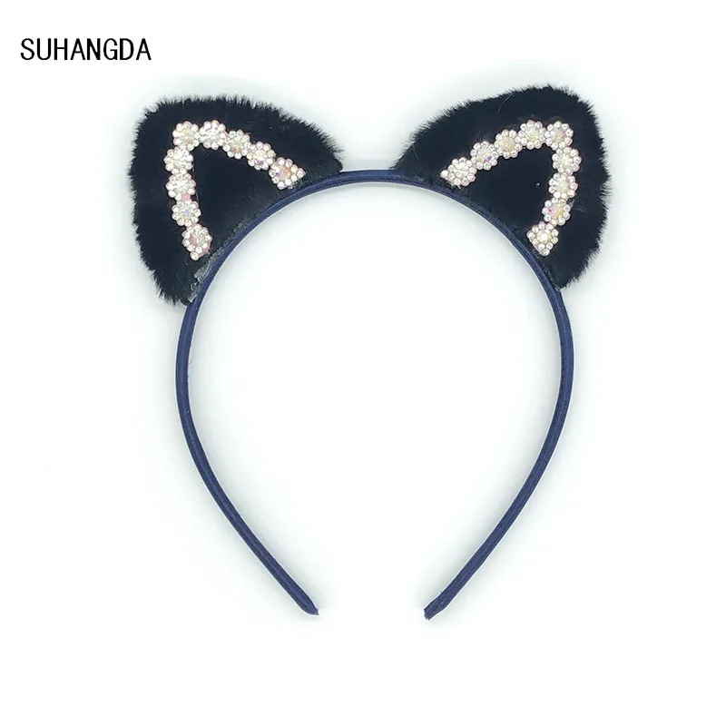 5 цветов Лидер продаж плюш с украшением в виде кошачьих ушек Детская повязка для