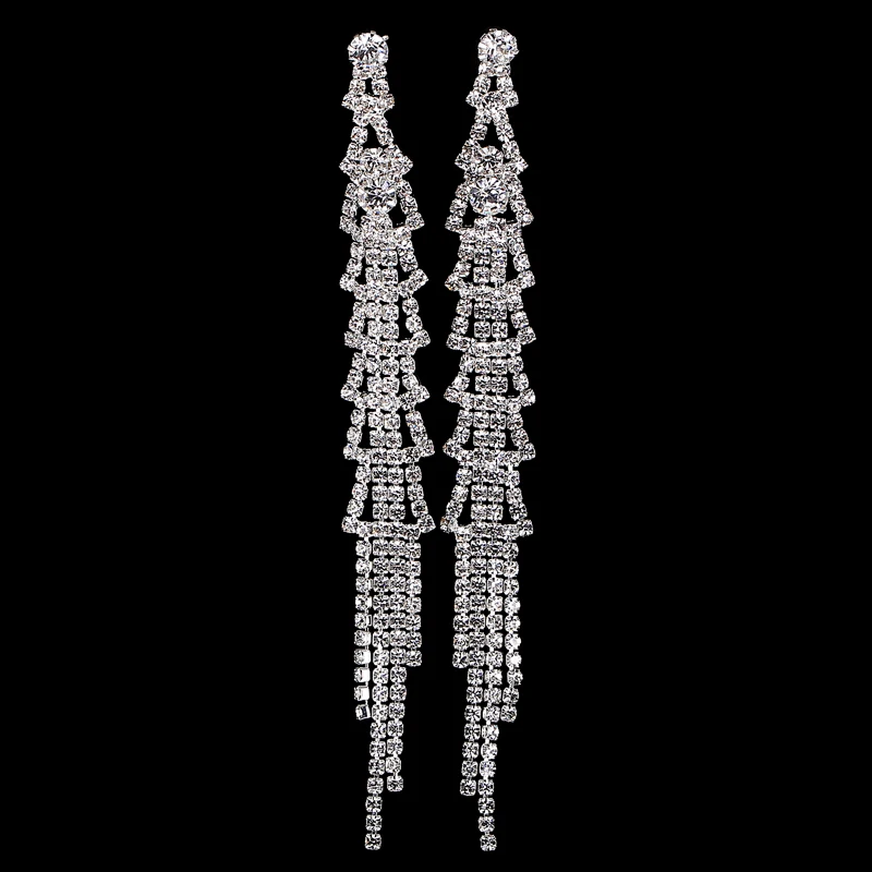 

TDQUEEN Wedding Earrings Silver Plated Rhinestone Crystal Bridal Earrings for Women