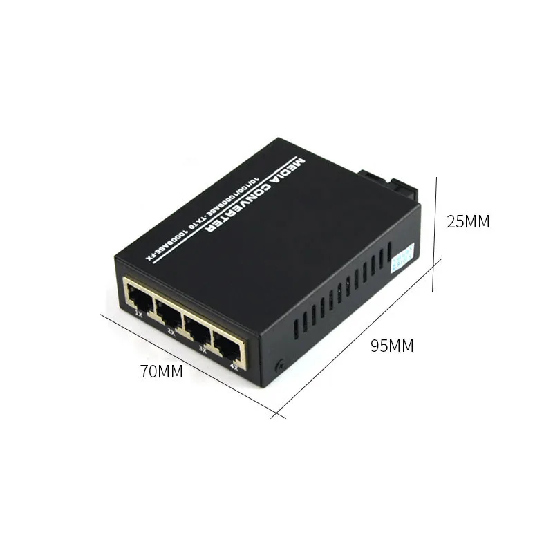 

1Pair 10/100M SC to 4Port RJ45 UTP Fiber Optic Ethernet Media Converter Singlemode Single Fiber Optical Converter 20KM