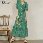 Элегантное котельное Макси платье Celmia 2021 лето для женщин короткий рукав сарафана сексуальный v-образный вырез Цветочный принт повседневные размера плюс Vestidos 5XL