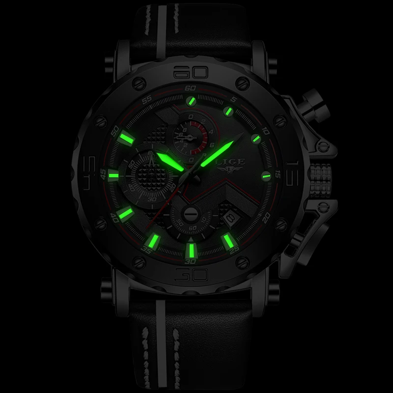 Часы наручные LIGE Мужские кварцевые брендовые Роскошные спортивные