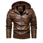 Мужская кожаная куртка с несколькими карманами, мотоциклетная куртка из искусственной кожи, верхняя одежда, курточка из искусственной кожи, дропшиппинг
