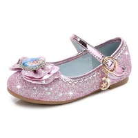 kids girls wedding dress shoes children princess shoes bowtie purple leather shoes for girls casual shoes flat