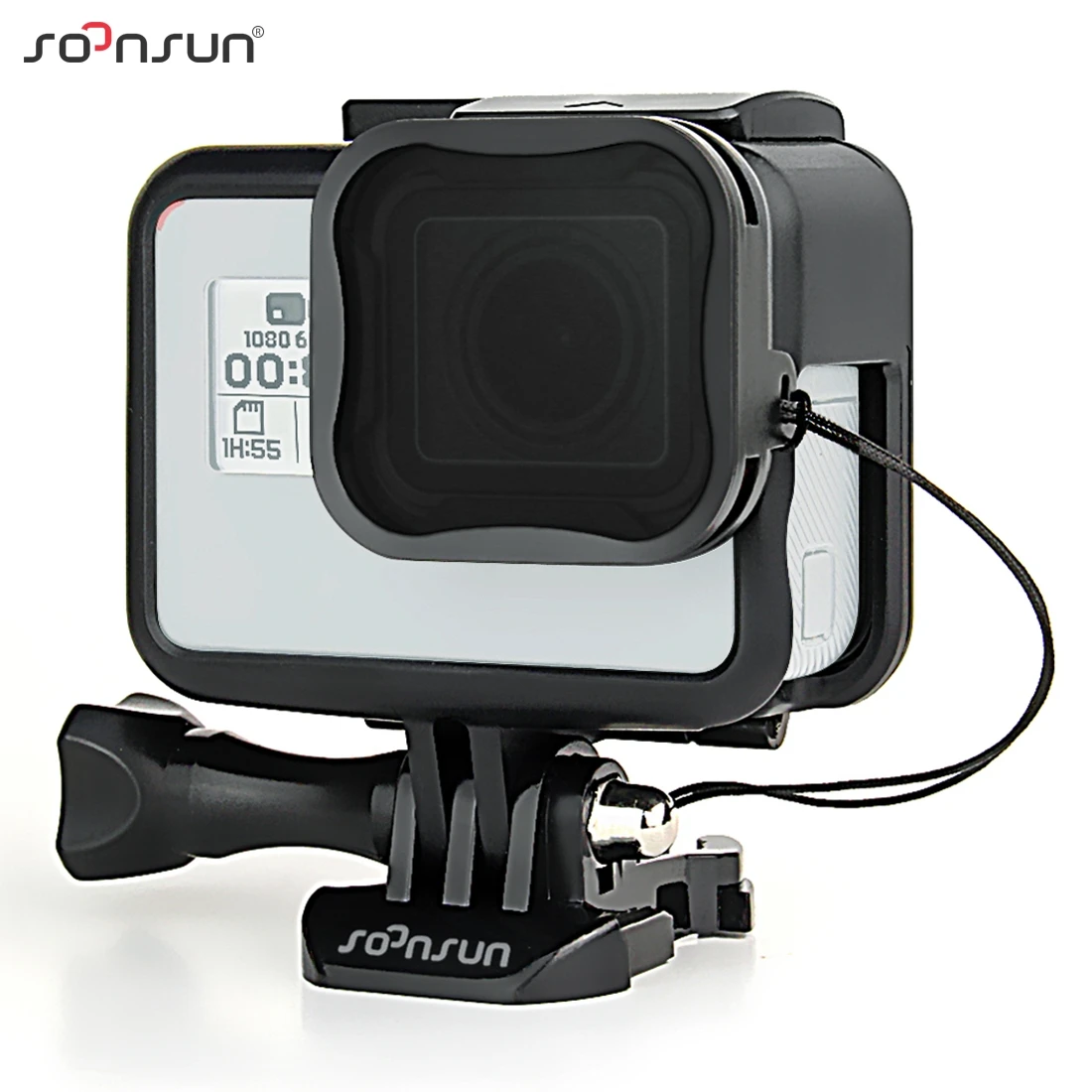 Защитный чехол SOONSUN для GoPro Hero 5/6/7 черный с креплением на корпус и фильтром