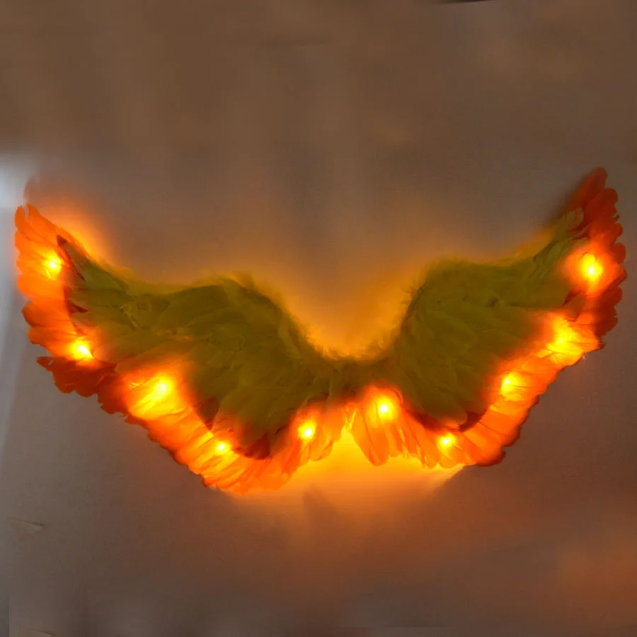 wing orange yellow Светодиодный светильник; светящаяся юбка-пачка принцессы с крыльями ангела для девочек; карнавальный Свадебный костюм; Светящиеся вечерние юбки на Рождество; Navidad; Хэллоуин - Цвет: wing orange yellow
