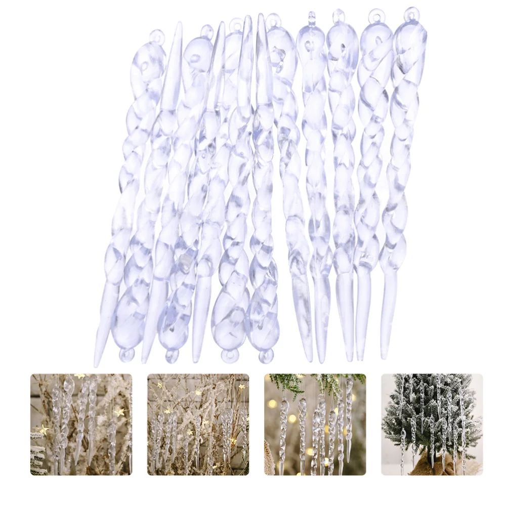 

8 Bags Icicle Hanging Pendant Acrylic Xmas Adornment Party Decorative Supply