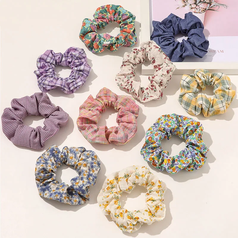 

Colorful Korea Plaid Scrunchie Elastic Hair Rubber Bands For Women Girl Holiday Headwear Ponytail Hair Accessories Hair Ring