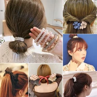 1pc flower crystal rhinestone elastic hair bands hair accessoreis for women girls scrunchie tie gum headbands headdress