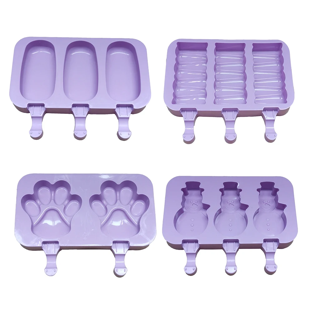

IceCream Mold Reusable DIY Silicone Ice Cream Mold Tray Freeze Ice Lolly Mold Christmas Decor With 50 Wood Stick Ice Cream Tools