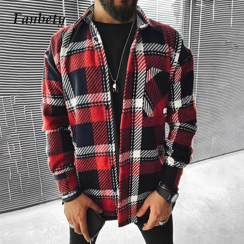 

2021 Men Oversized Cotton Vintage Plaid Shirt Man Hip Hop Patchwork Button Up Long Sleeve Shirt Couple Korean Harajuku Clothing