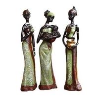 3pcsset african women figurines resin craft tribal lady statue exotic doll candle holder gift home decoration sculptures