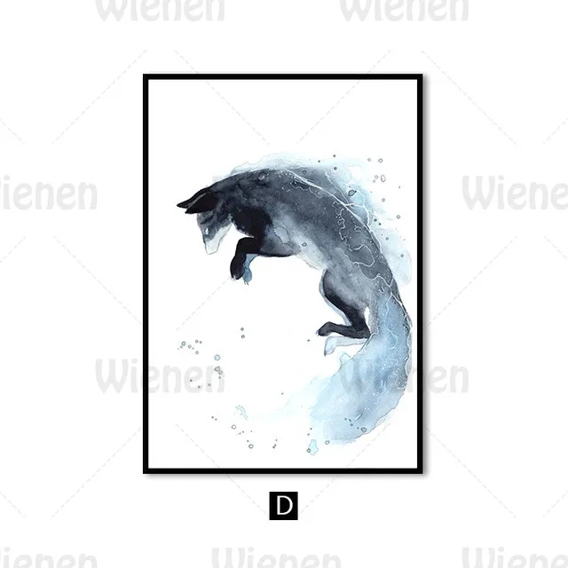 

Watercolor Painting Blue Canvas Print Animal Tiger Bear Posters and Prints Home Decoration for Living Room Bedside Wall Art