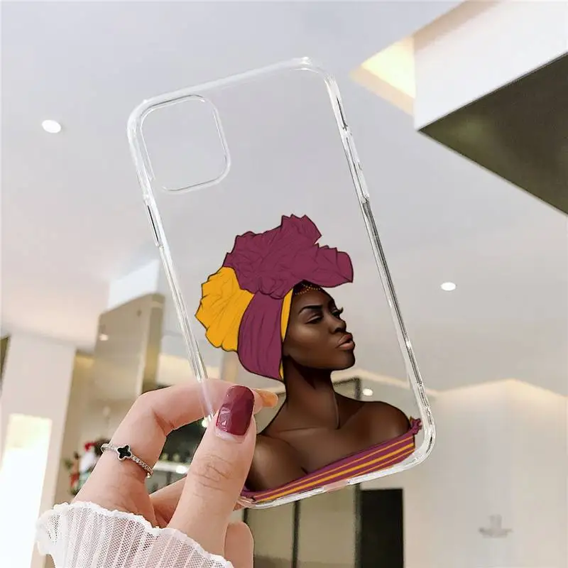

Art African Girl Phone Case Transparent soft For iphone 5 5s 5c se 6 6s 7 8 11 12 plus mini x xs xr pro max