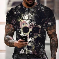 hot sale mens t shirt skull pattern 3d print o neck breathable casual streetwear boy horror funny style tops tees male blouse