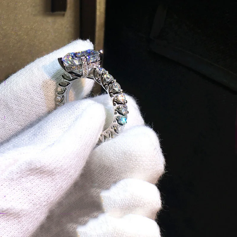 Обручальное кольцо с муассанитом 14 карат цвет 2 карата D бриллиантом национальным