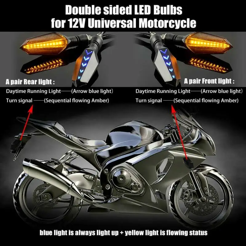 

DC 12V Signal Light IP65 waterproof 4pcs Motorcycle 12 LED Flowing Parts