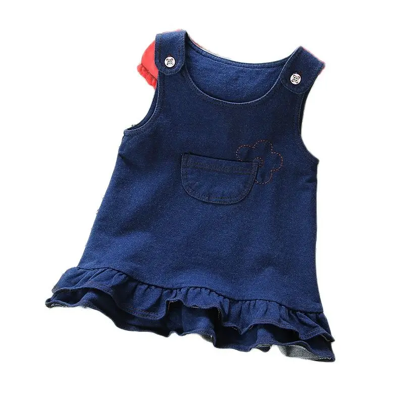 Платье для маленьких девочек Лето 2021 г. Модное джинсовое свадебное платье