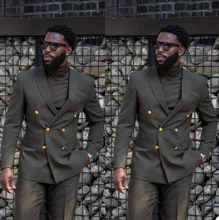 Costumes Hommes Black Men Suits Tailor-Made Wedding Tuxedo Double Breasted Blazers Pants 2Pcs Party Groom Male Prom Wear (1)