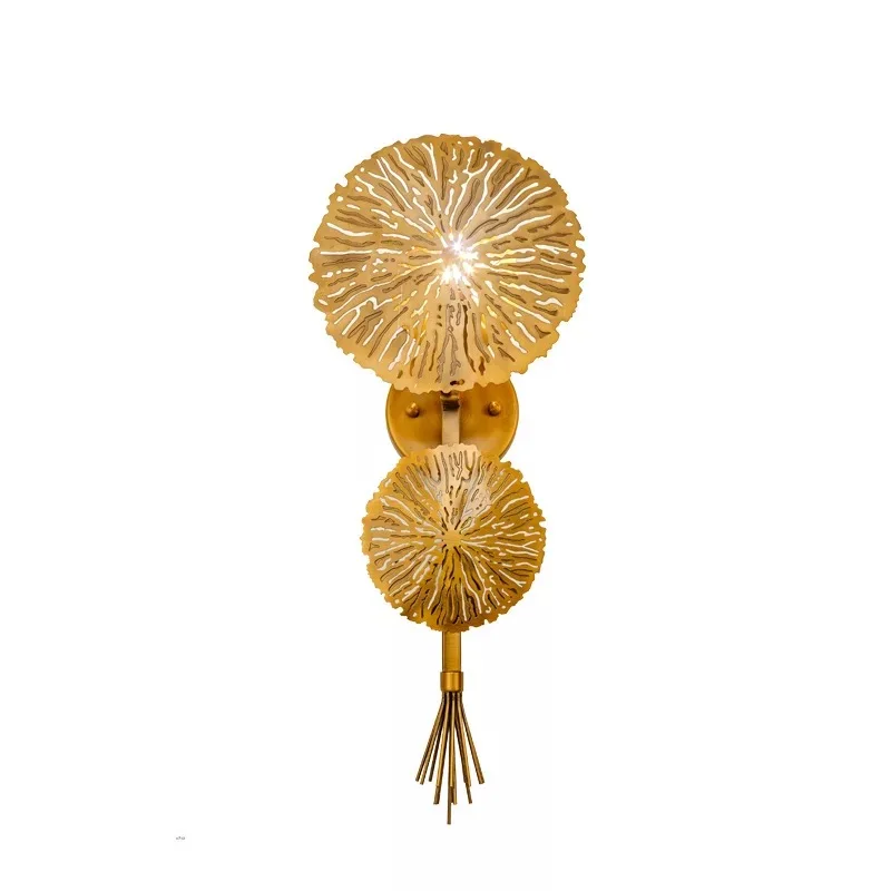 Золотые круглые светодиодные светильники для гостиной прикроватный настенный