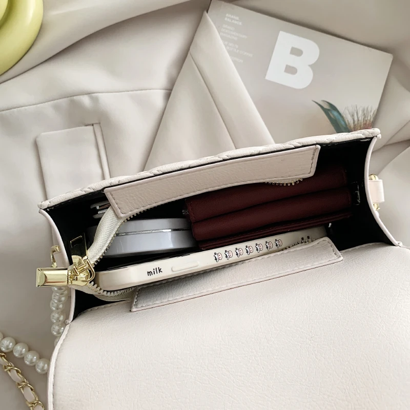 

LINVANSHY One Shoulder Bag Elegant All Round Women Bag Large Capacity Oblique Shoulder Bag Handheld Small Square Bag