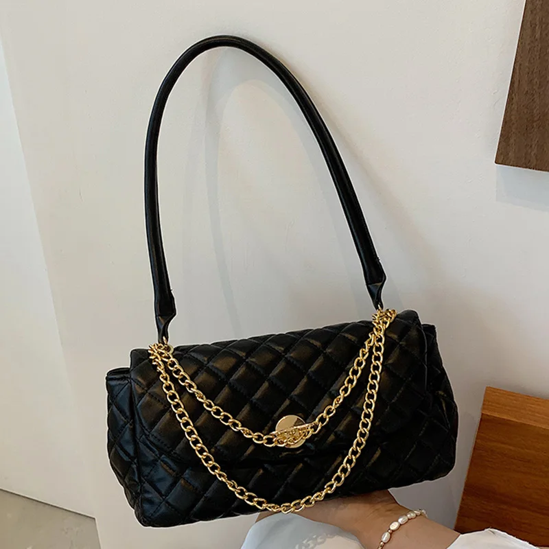 

Брендовая Классическая стеганая сумка на плечо с клапаном для женщин, мягкие кожаные сумки, женские сумки на одно плечо, модные роскошные то...